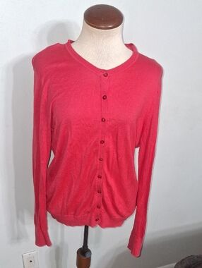 August Silk / Button-Front Cardigan- W Sz - XL